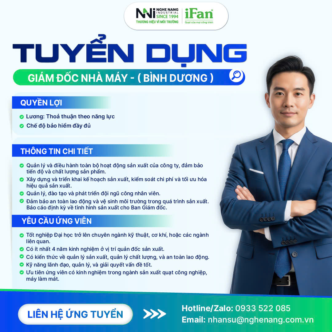 tuyển dụng gi&aacute;m đốc nh&agrave; m&aacute;y